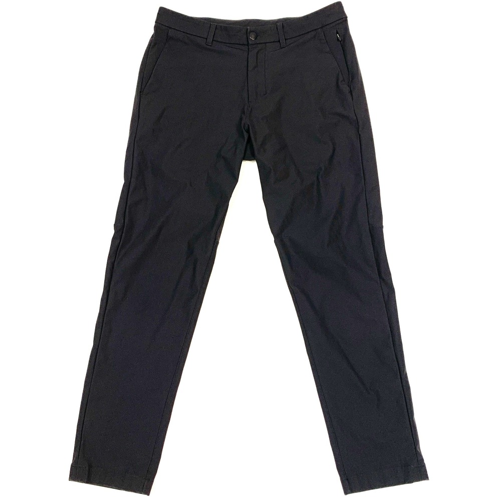 lululemon Commission Slim Pants Men 32 ABC Warpstreme Black Flawed
